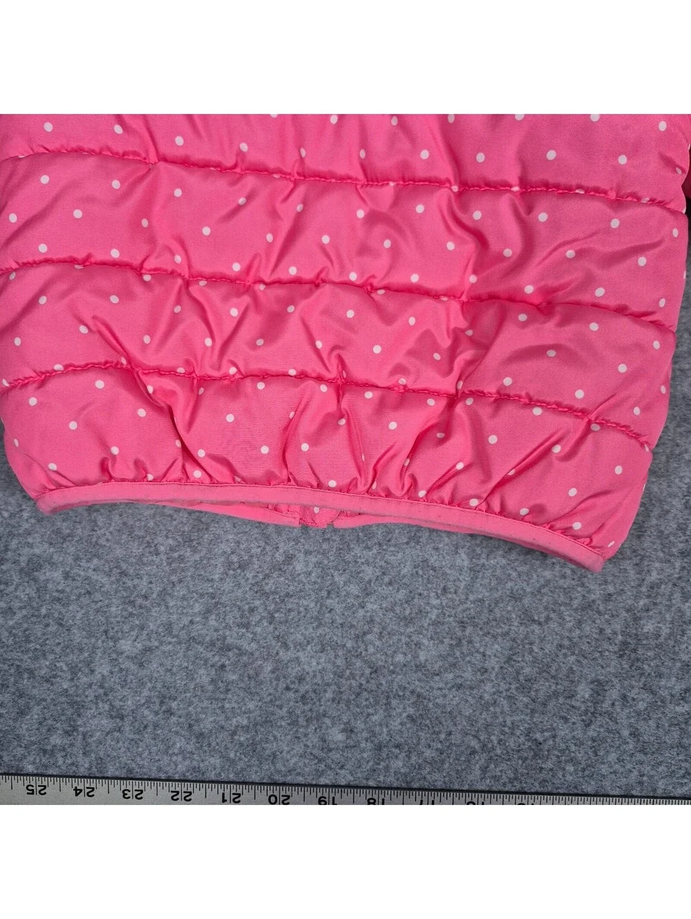Carter’s Pink Quilted Polka Dot Puffer Jacket 24M Fleece Lined Winter Coat